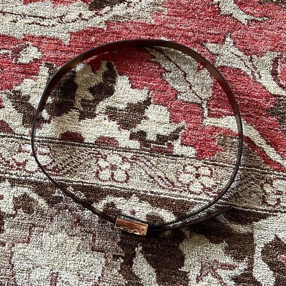 Michael Kors brown leather belt woman’s size large MK logo gold details - Picture 2 of 5